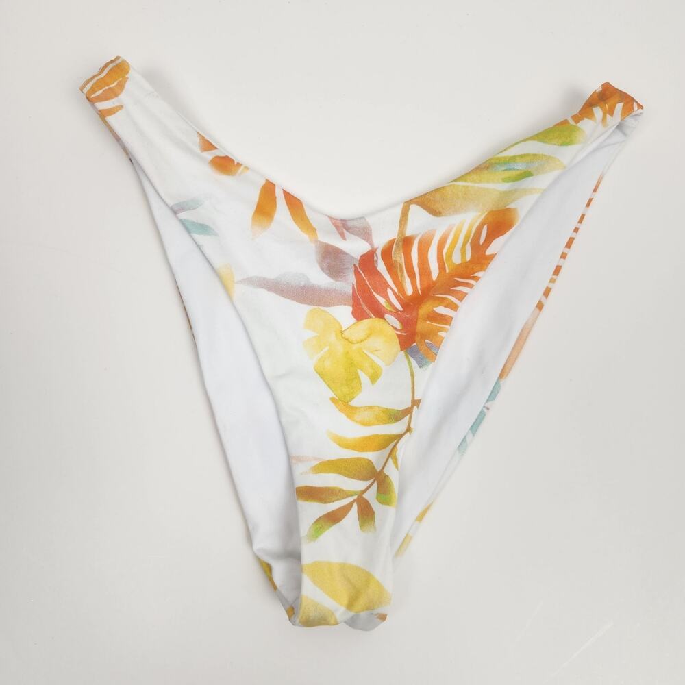 L*Space Cabana Bitsy Bikini Bottom in Floral White Orange Size XS